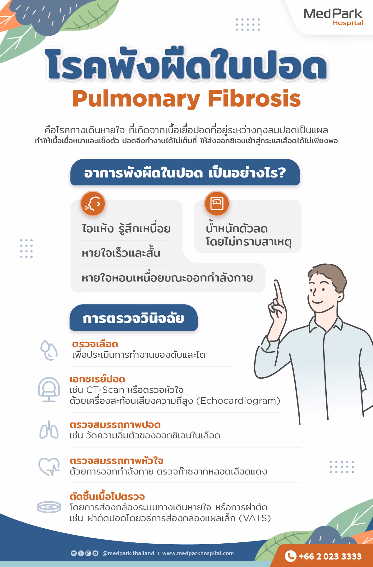 พังผืดในปอดเกิดจากอะไร อาการ การรักษา - Pulmonary Fibrosis Infographic Th