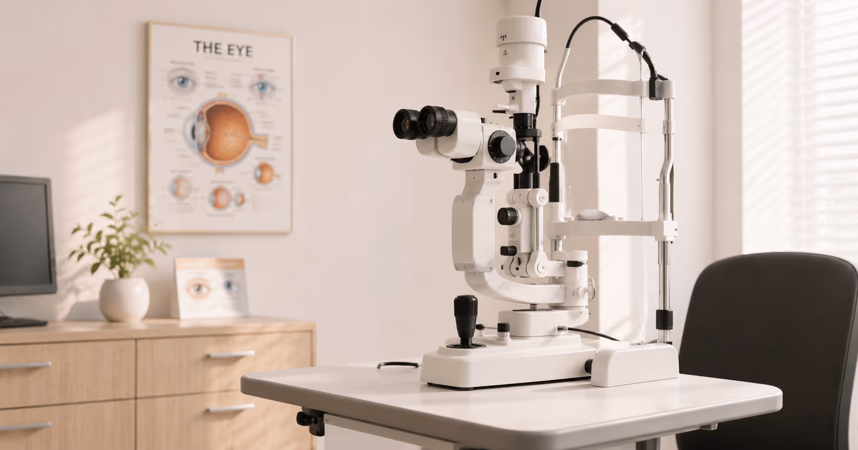 Slit Lamp: A specialized microscope for examining the anterior structures of the eye, including the cornea, lens, and iris.