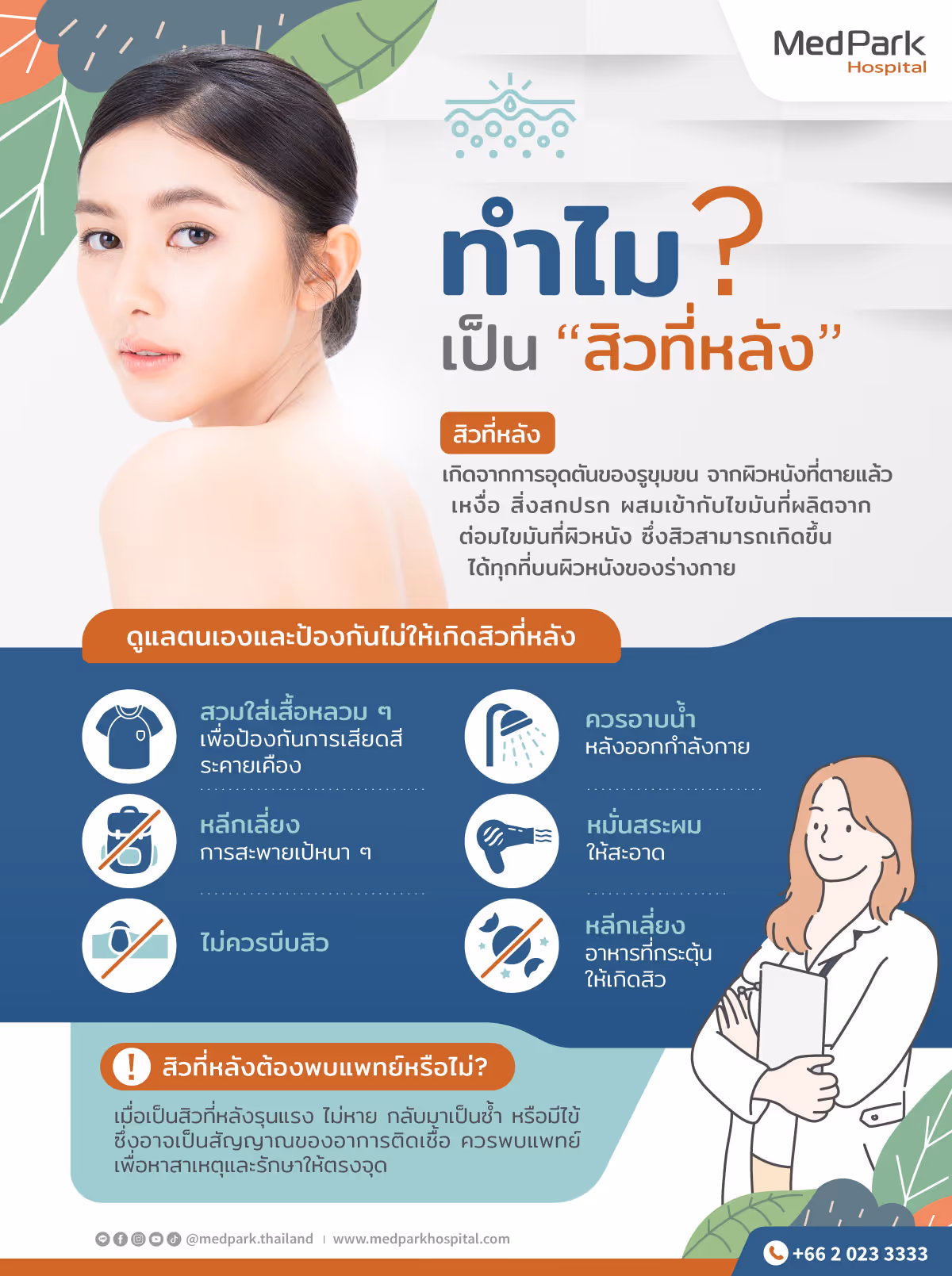 สิวที่หลัง Back Acne Infographic - Th