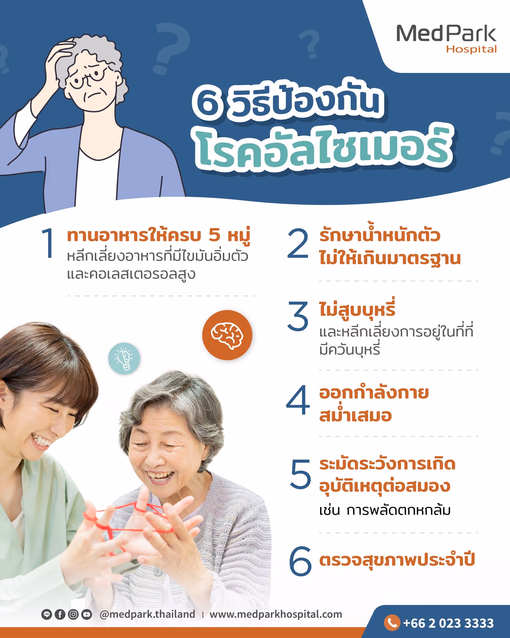 โรคอัลไซเมอร์ (Alzheimer's disease) อาการ สาเหตุ การตรวจวินิจฉัยและการรักษา