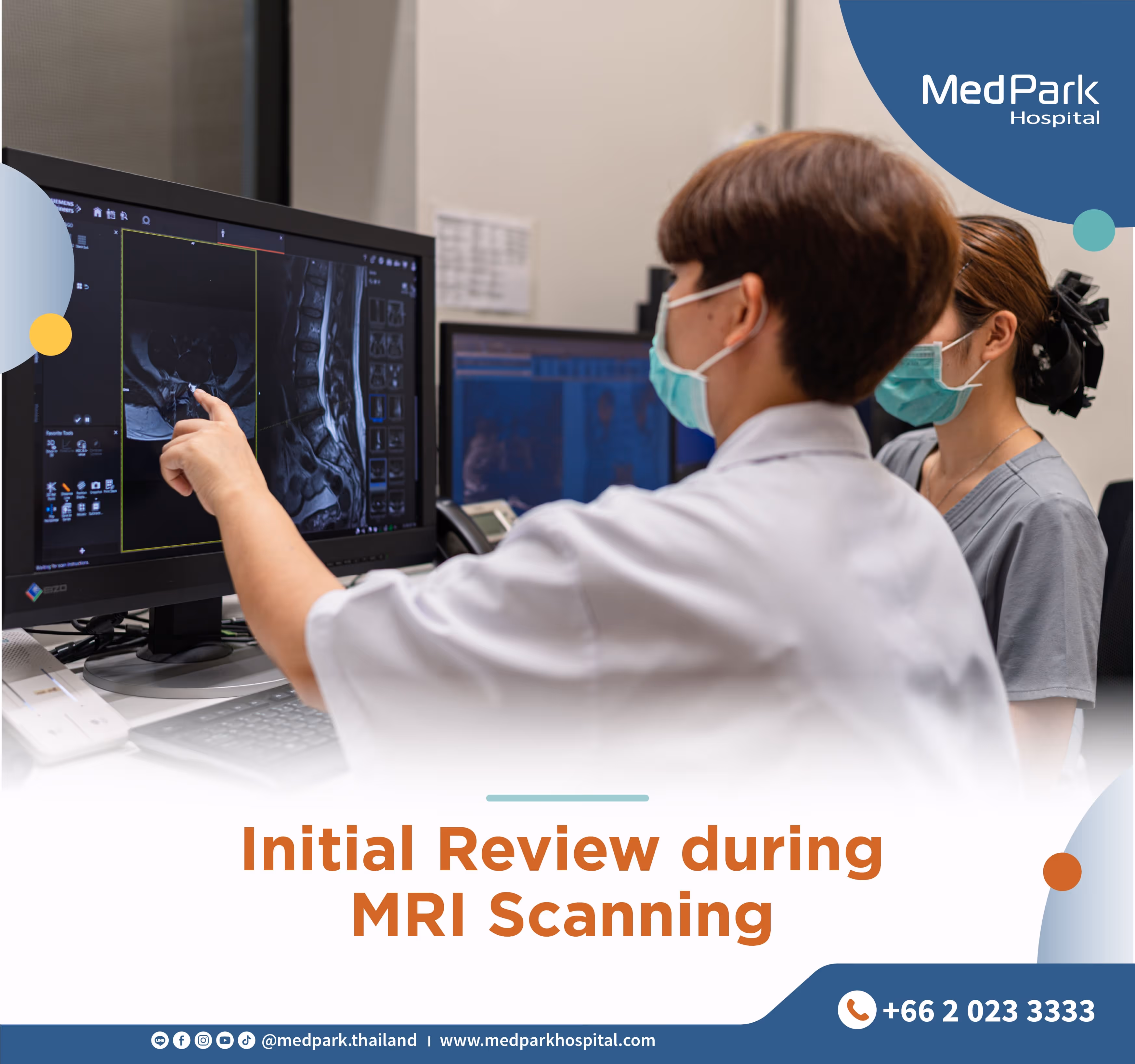 During the MRI procedure, the radiology technologist inspects the images in real time and performs an initial review for any abnormalities.